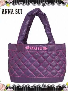Anna Sui Purple Quilted Puffer Hand Bag